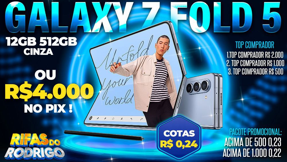 SAMSUNG GALAXY Z FOLD 5 12GB 512GB GLOBAL CINZA OU R$4.000 NO PIX! TOP COMPRADORES: 1.R$2.000, 2.R$1.000, 3.R$500
