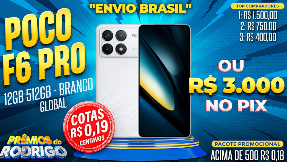 POCO F6 PRO 12GB 512GB BRANCO JA NO BRASIL, OU R$3.000 NO PIX! TOP COMPRADORES: 1.R$1.500 2.R$750 3.R$400