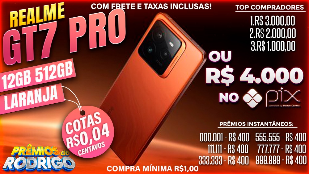 REALME GT 7 PRO 12GB 512GB LARANJA COM FRETE E TAXAS INCLUSAS, OU R$4.000 NO PIX!