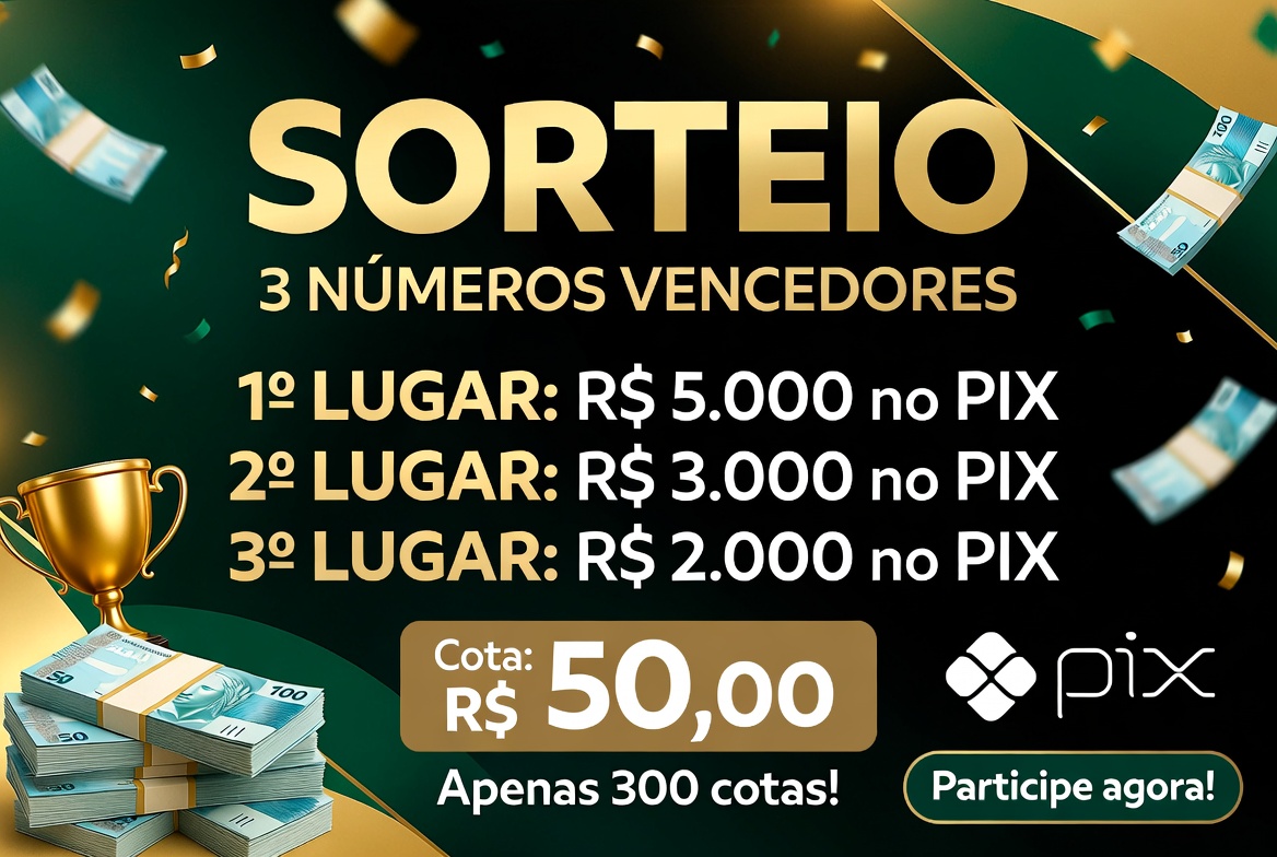 EXCLUSIVO GRUPOS VIPS! SERAO 3 NUMEROS VENCEDORES! 1.R$5.000, 2.R$3.000, 3.R$2.000