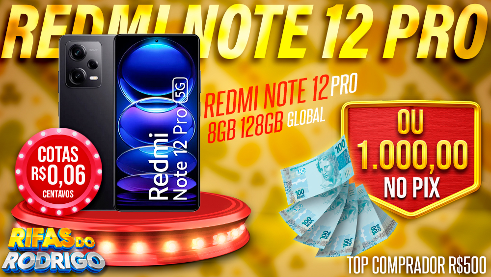 XIAOMI REDMI NOTE 12 PRO 5G 8GB 128GB PRETO OU R$1.000 NO PIX! TOP COMPRADOR LEVA R$500 NO PIX!