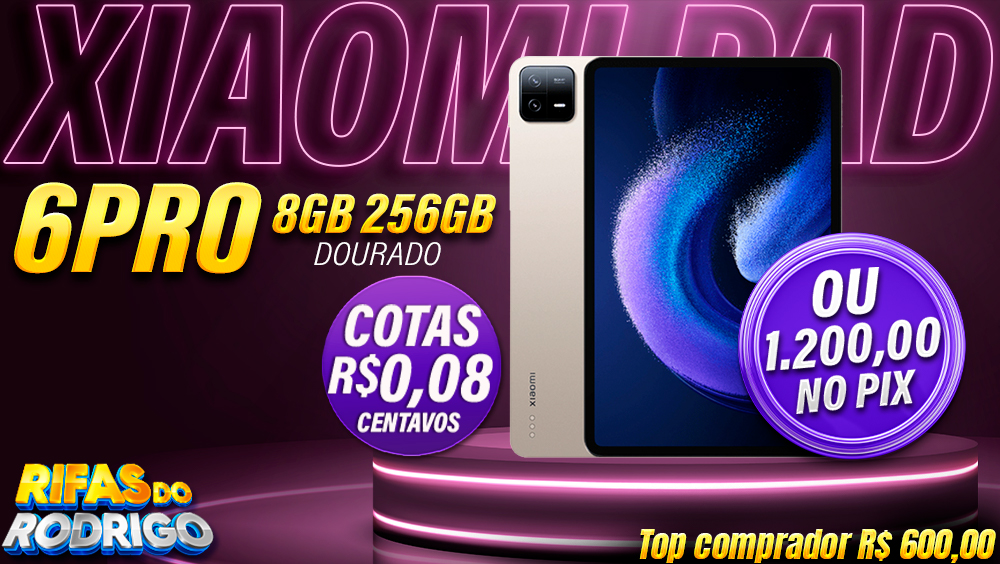 XIAOMI PAD 6 PRO 8GB 256GB DOURADO OU PIX DE R$1.200! TOP COMPRADOR LEVA PIX DE R$600