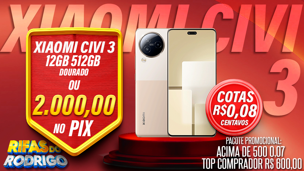 XIAOMI CIVI 3 12GB 512GB DOURADO OU R$2.000 NO PIX! TOP COMPRADOR LEVA R$600 NO PIX!
